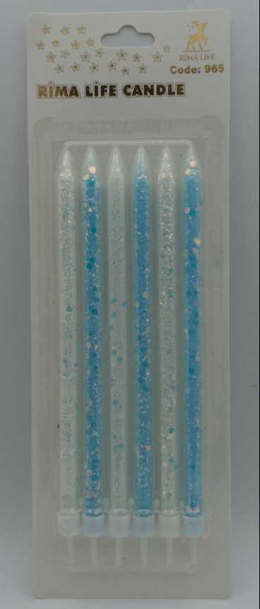 Mavi Beyaz Simli Doğum Günü Mumu 6 Lı Kod: 910